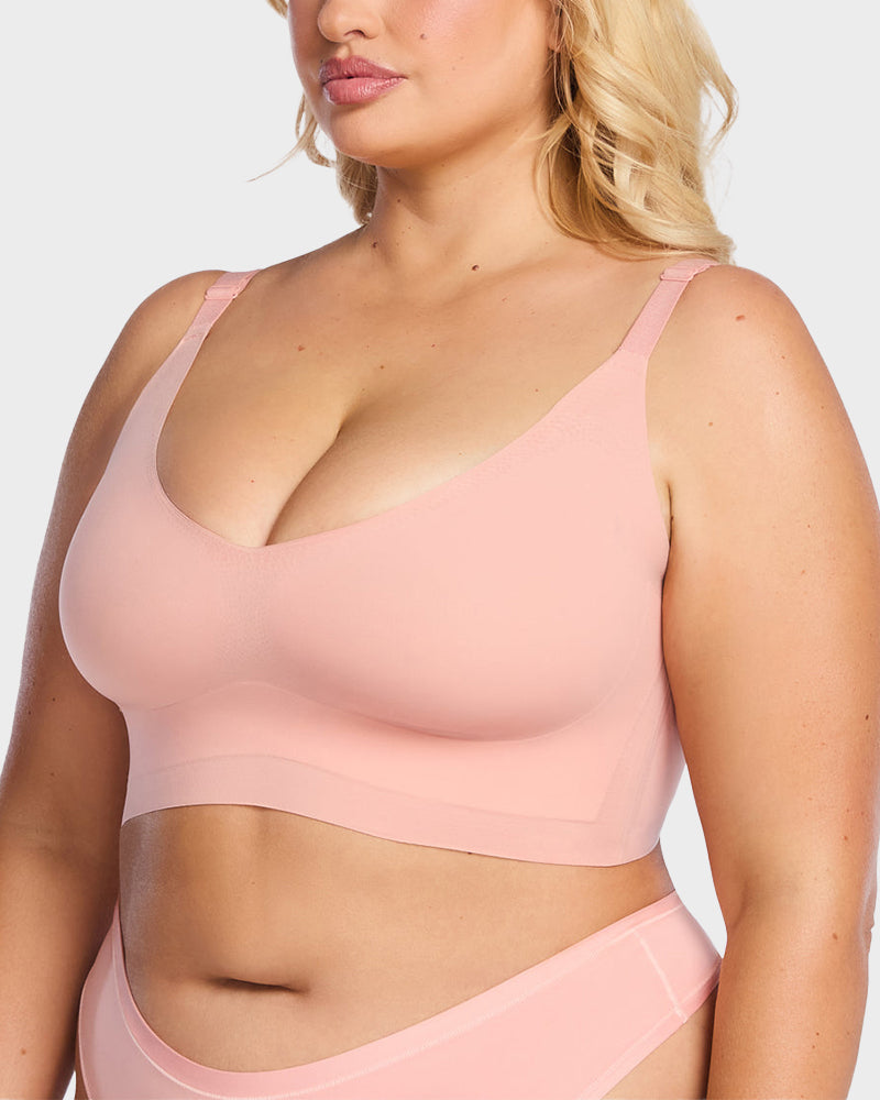 Ultra-Comfort Wireless V-Neck Smoothing Bra with Back & Side Support
