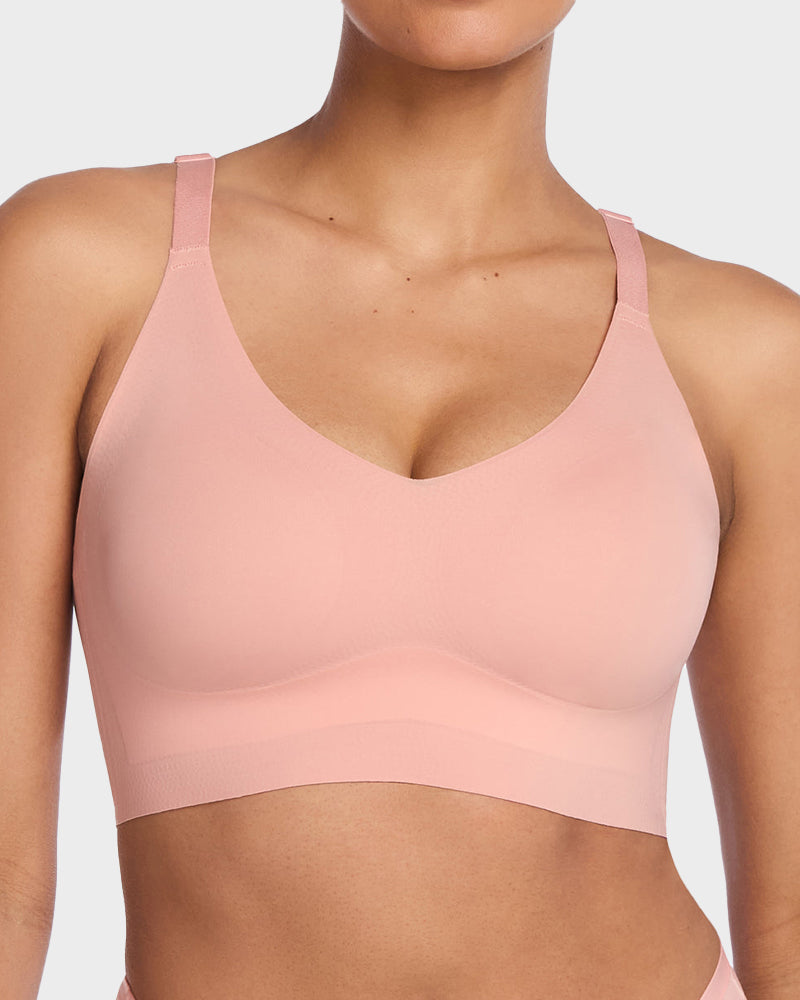 Ultra-Comfort Wireless V-Neck Smoothing Bra with Back & Side Support