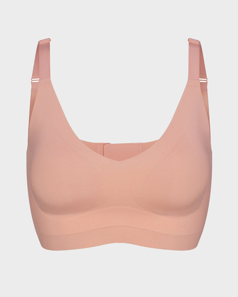 Ultra-Comfort Wireless V-Neck Smoothing Bra with Back & Side Support