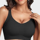 Comfort-Fit Wireless V-Neck Jelly Push-Up Bra for Full Coverage Support