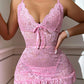 Women's Sexy Lace Chemise Nightgown with Ruffle Hem and Thong Lingerie Set