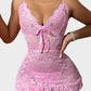 Women's Sexy Lace Chemise Nightgown with Ruffle Hem and Thong Lingerie Set