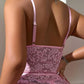 Women's Sexy Lace Chemise Nightgown with Ruffle Hem and Thong Lingerie Set