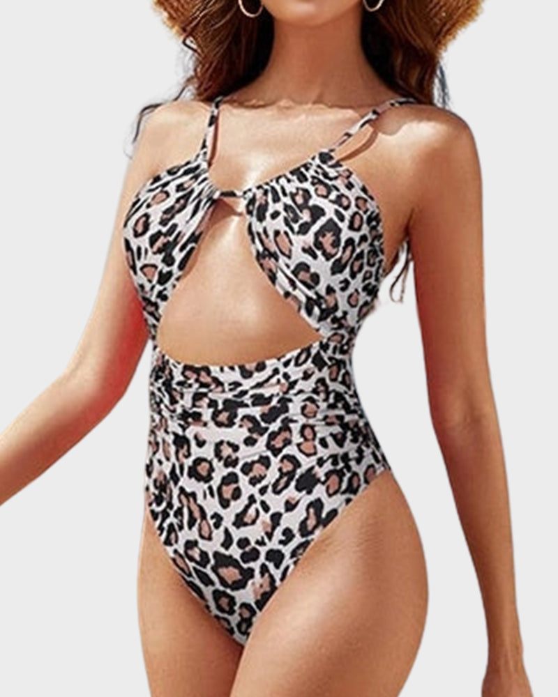 Women's Flattering Cheeky High-Cut One-Piece Swimsuit with Stylish Cut-Outs