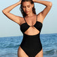 Women's Flattering Cheeky High-Cut One-Piece Swimsuit with Stylish Cut-Outs