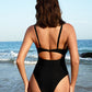 Women's Flattering Cheeky High-Cut One-Piece Swimsuit with Stylish Cut-Outs
