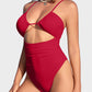 Women's Flattering Cheeky High-Cut One-Piece Swimsuit with Stylish Cut-Outs
