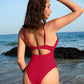 Women's Flattering Cheeky High-Cut One-Piece Swimsuit with Stylish Cut-Outs