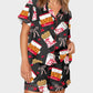 Luxurious Fried Chicken Print Satin Pajama Set - Women's 2-Piece Sleepwear