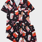 Deliciously Fun Women's Fried Chicken Print Satin Pajama Shorts Set