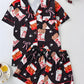 Deliciously Fun Women's Fried Chicken Print Satin Pajama Shorts Set