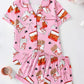 Deliciously Fun Women's Fried Chicken Print Satin Pajama Shorts Set