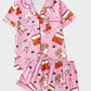 Deliciously Fun Women's Fried Chicken Print Satin Pajama Shorts Set