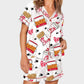 Deliciously Fun Women's Fried Chicken Print Satin Pajama Shorts Set