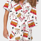Deliciously Fun Women's Fried Chicken Print Satin Pajama Shorts Set