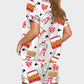 Deliciously Fun Women's Fried Chicken Print Satin Pajama Shorts Set