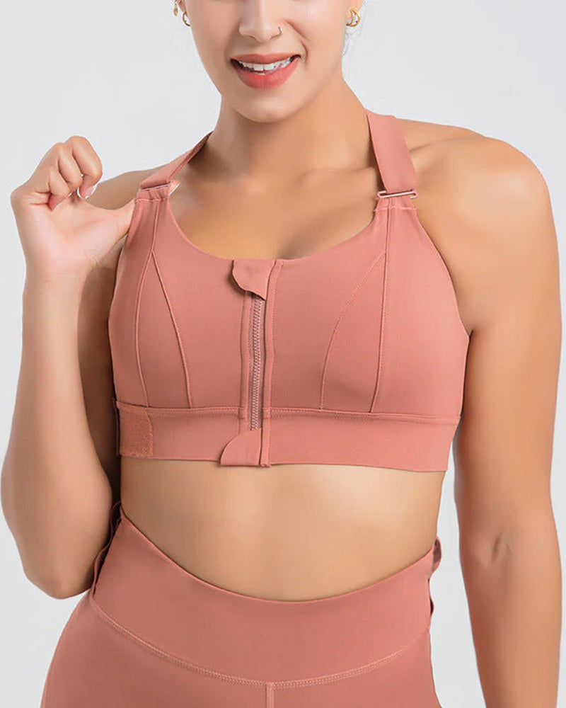 Women's Plus Size Zip-Front High Impact Sports Bra: Ultimate Support & Comfort