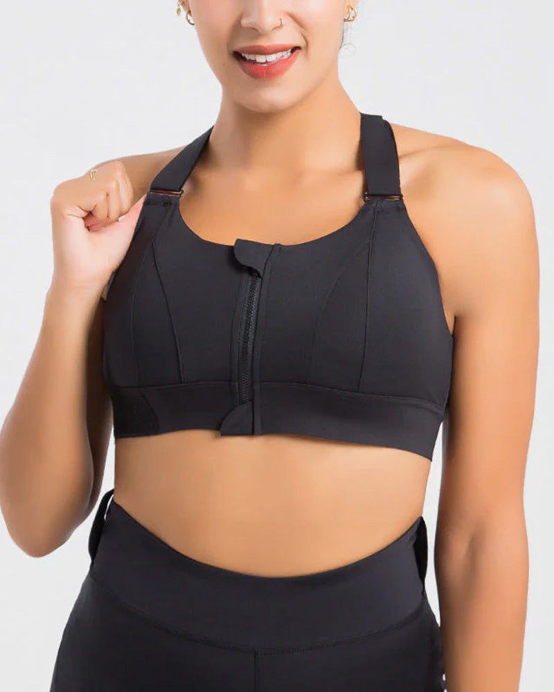 Women's Plus Size Zip-Front High Impact Sports Bra: Ultimate Support & Comfort