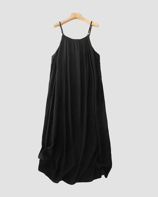 Chic Backless Cami Dress for Women - Solid Color, Flowy Maxi Style