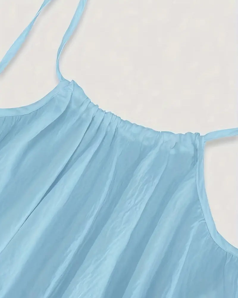 Chic Backless Cami Dress for Women - Solid Color, Flowy Maxi Style