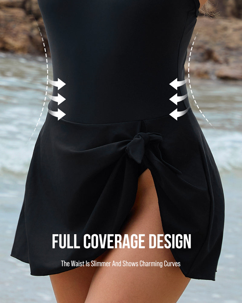 Stylish Plus Size Tummy Control One-Piece Swimsuit for Women, Slimming Fit