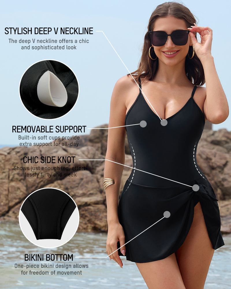 Stylish Plus Size Tummy Control One-Piece Swimsuit for Women, Slimming Fit