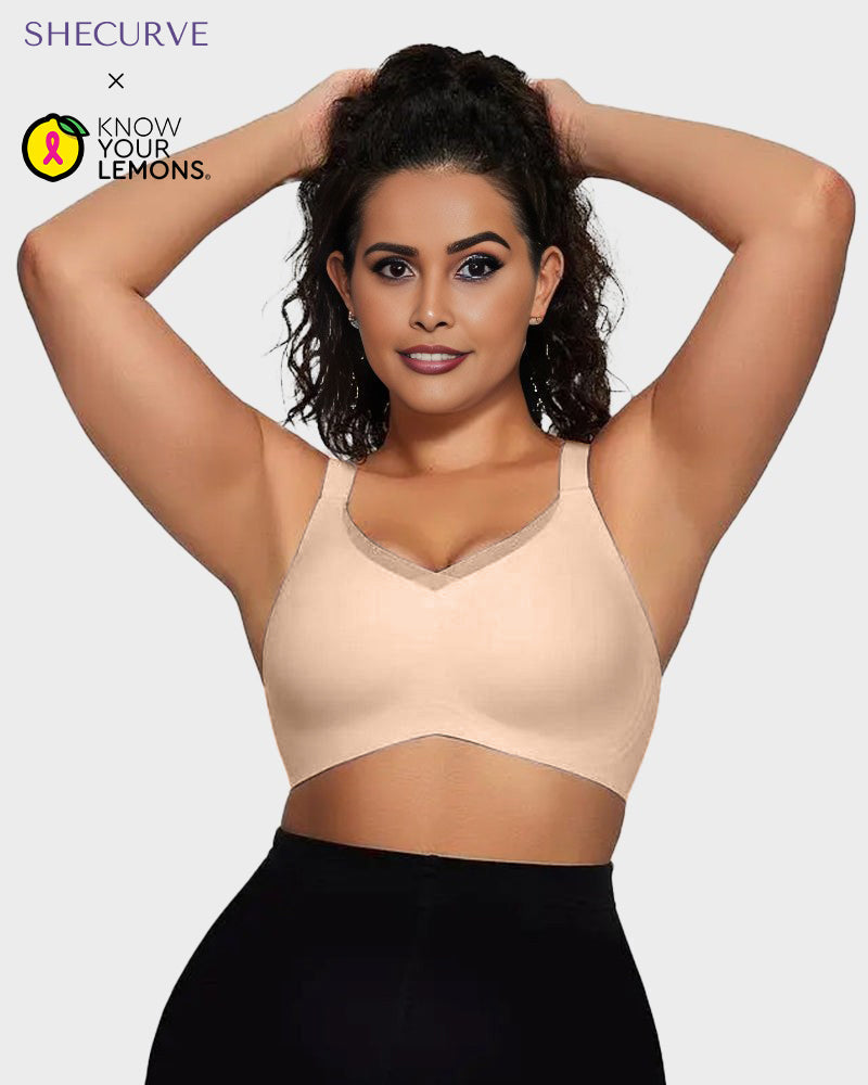 Women's Seamless V-Mesh Wireless Bralette: Ultra-Comfortable Supportive Everyday T-Shirt Bra
