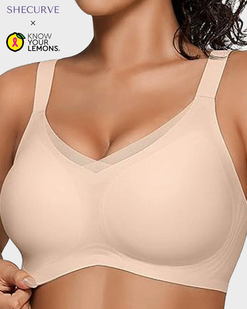 Women's Seamless V-Mesh Wireless Bralette: Ultra-Comfortable Supportive Everyday T-Shirt Bra