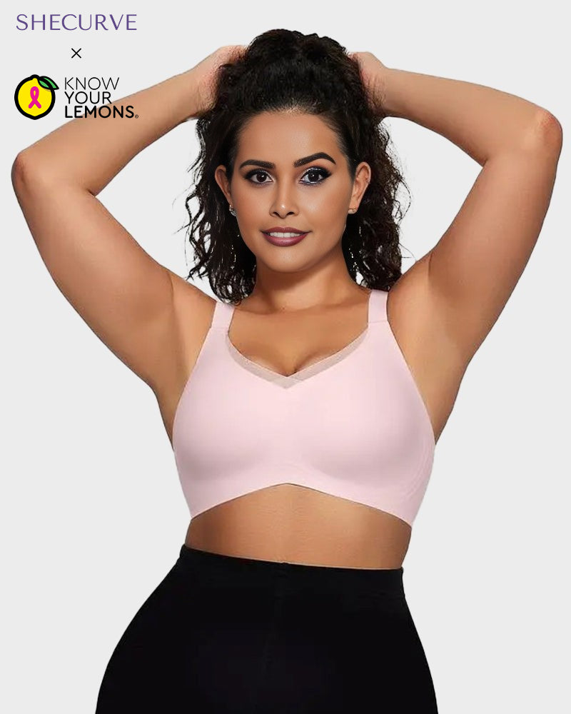 Women's Seamless V-Mesh Wireless Bralette: Ultra-Comfortable Supportive Everyday T-Shirt Bra