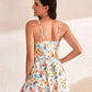 Elegant Women's Tummy Control V-Neck Tropical Skirted One-Piece Swimdress