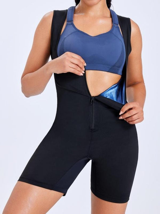 Women's Zip-Up Sauna Shapewear Bodysuit for Enhanced Sweat & Slimming