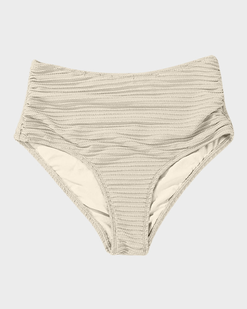 Chic Textured Knot-Front High-Waisted Bikini Set for Women