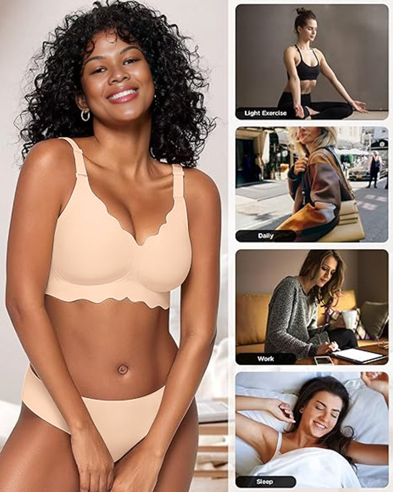 SheCurve Soft Full Coverage Scalloped Wireless Jelly Bra for All-Day Comfort