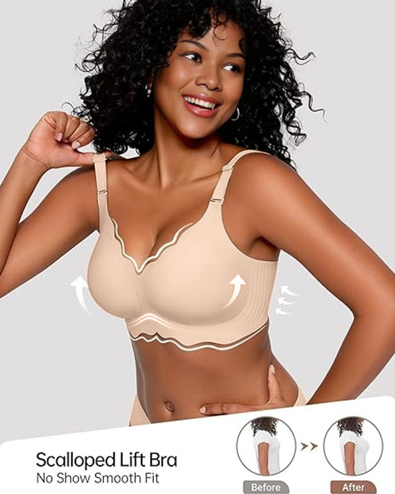 SheCurve Soft Full Coverage Scalloped Wireless Jelly Bra for All-Day Comfort