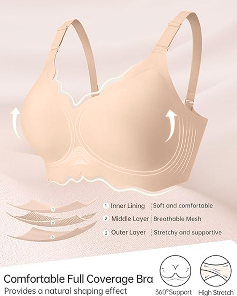 SheCurve Soft Full Coverage Scalloped Wireless Jelly Bra for All-Day Comfort