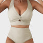 Chic Textured Knot-Front High-Waisted Bikini Set for Women