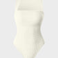 Chic Ribbed Square Neck Sleeveless Tummy Control Tank Bodysuit for Women