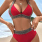 Chic Women's Chunky Strap High-Waist Bikini Set Elegant Beach Swimsuit