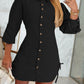 Chic SheCurve Long Sleeve Button-Down Drawstring Shirt Dress – Adjustable Hem, Comfortable