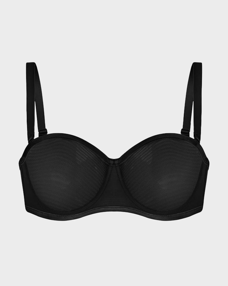 Ultimate Invisible Support Strapless Mesh Underwire Balconette Bra for Women