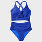 Chic Textured Knot-Front High-Waisted Bikini Set for Women