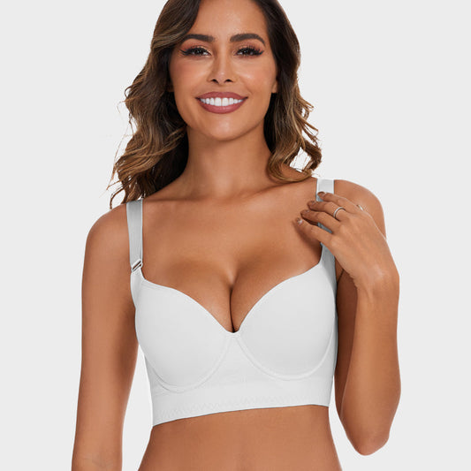 SheCurve® Full-Coverage Wireless Back Smoothing Bra: Ultimate Comfort, White