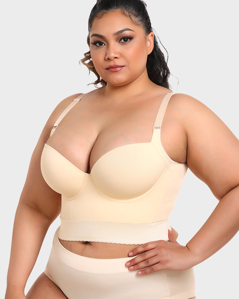 SheCurve Built-In Shapewear Longline Push-Up Bra for Smooth Support & Lift