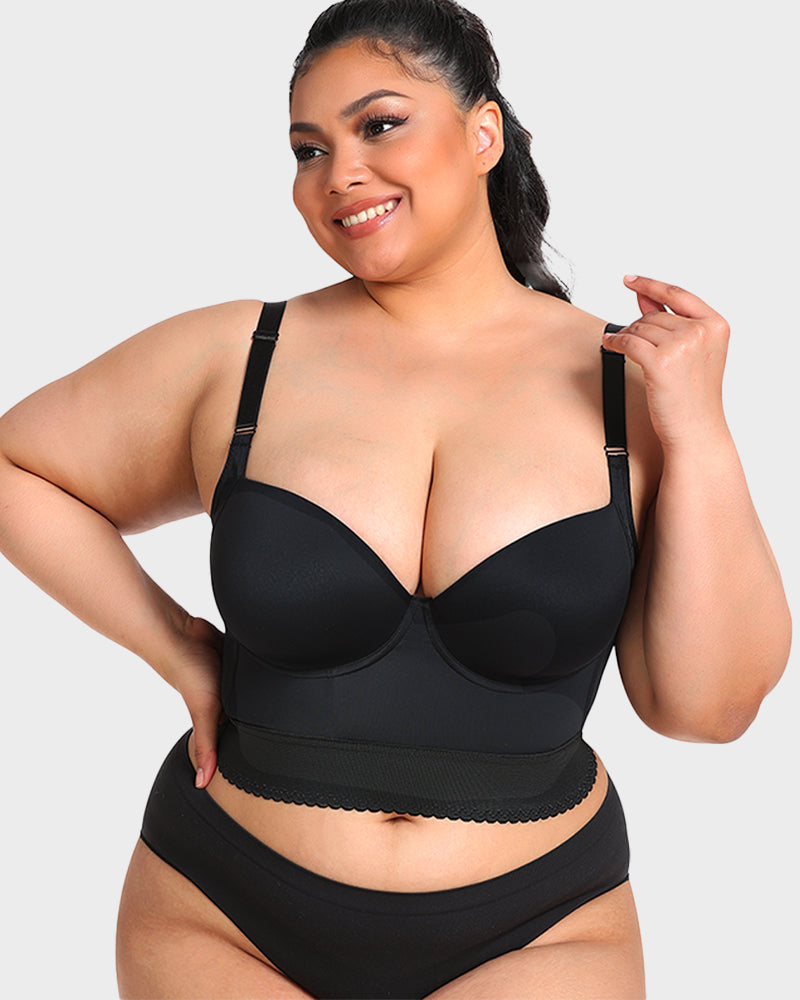 SheCurve Built-In Shapewear Longline Push-Up Bra for Smooth Support & Lift