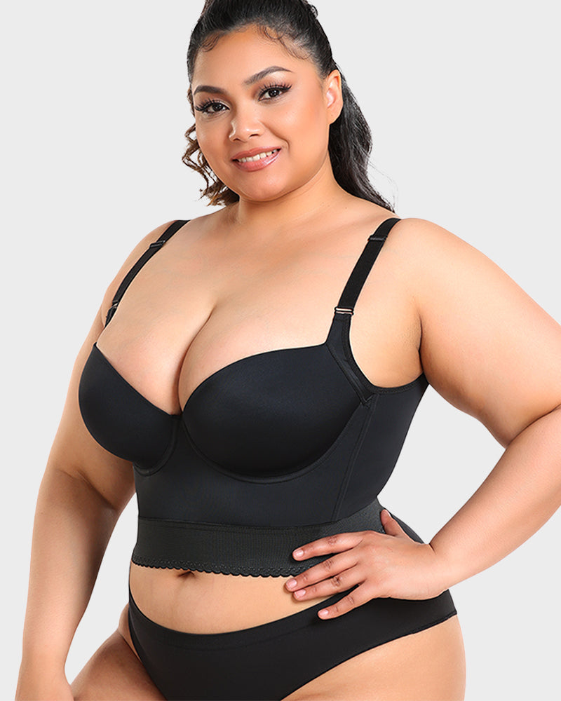 SheCurve Built-In Shapewear Longline Push-Up Bra for Smooth Support & Lift