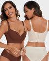 SheCurve Full-Coverage Back Smoothing Push-Up Bra 2-Pack: Brown Beige Set