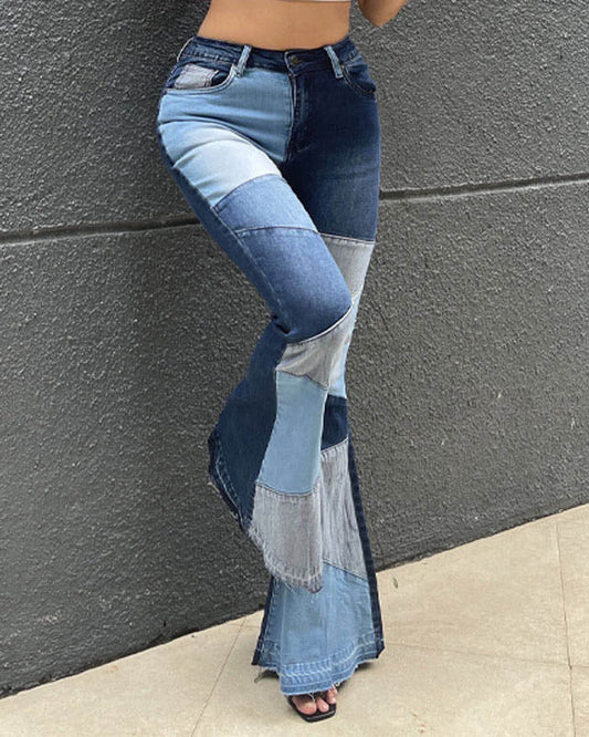 SheCurve® Flattering Wide Leg Women's Jeans with Fashion Stitching Detail