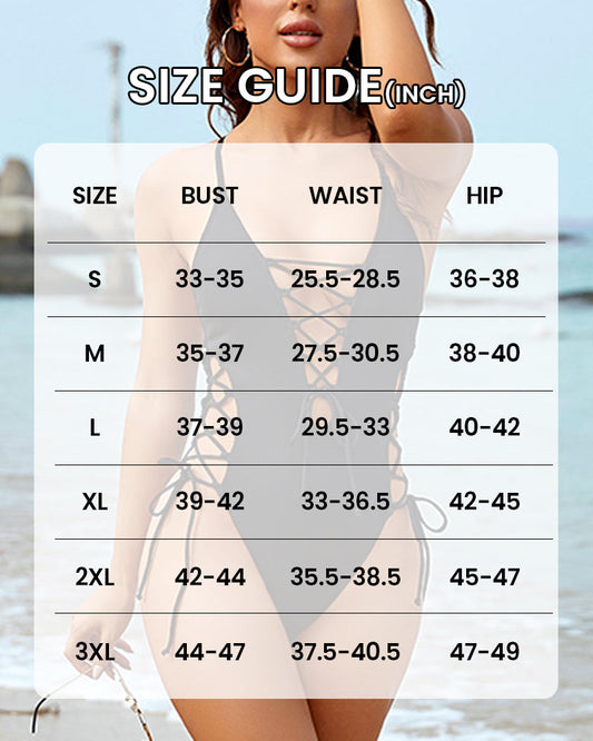 Deep Plunge V-Neck High Cut Lace-Up One-Piece Swimsuit for Women