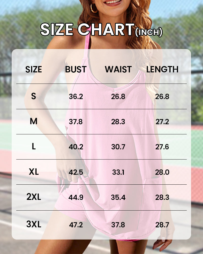 Women's Athletic Sleeveless Mini Dress with Built-In Shorts and Pockets
