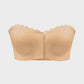 Comfortable Wireless Strapless Front-Closure Leopard Print Bra with Scalloped Trim